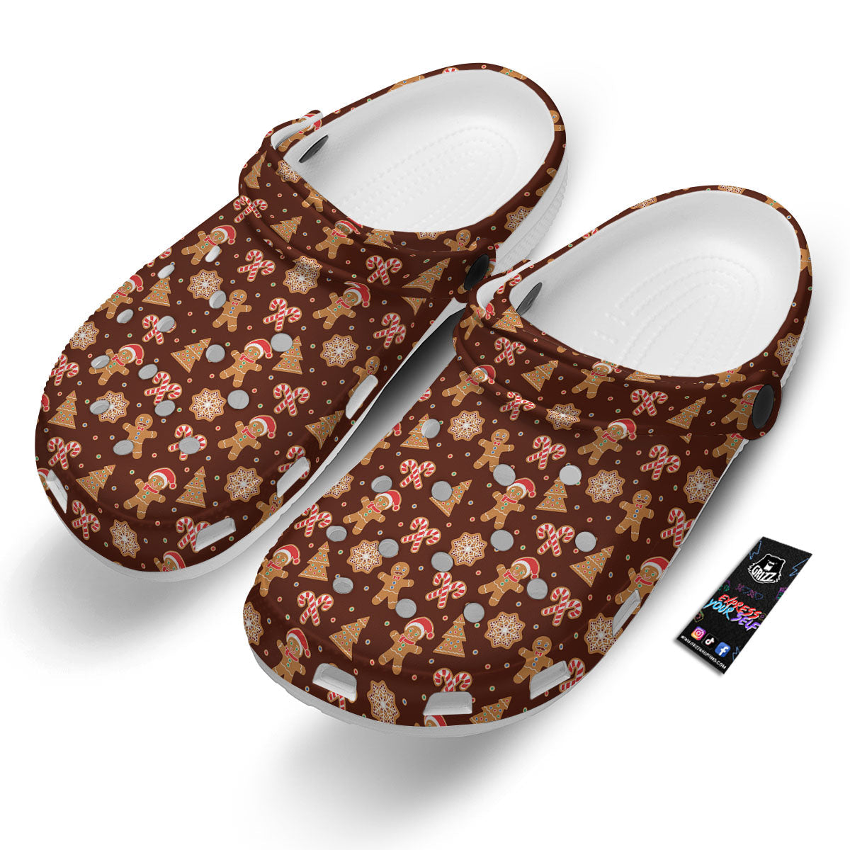 Gingerbread Man Print Pattern Clog-grizzshop
