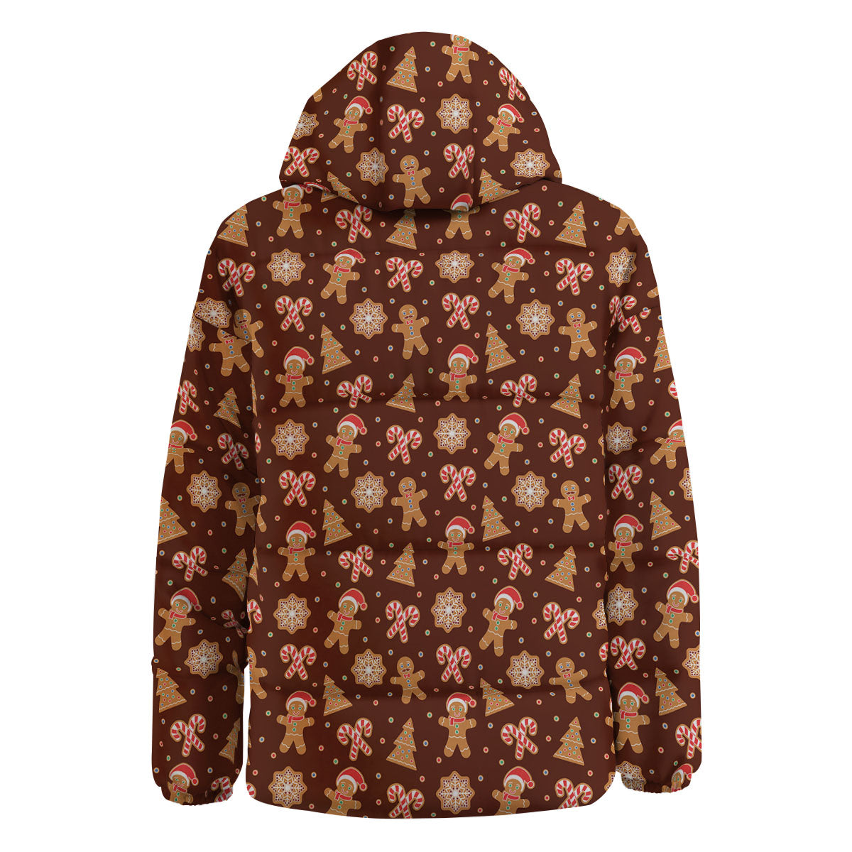 Gingerbread Man Print Pattern Down Jacket-grizzshop