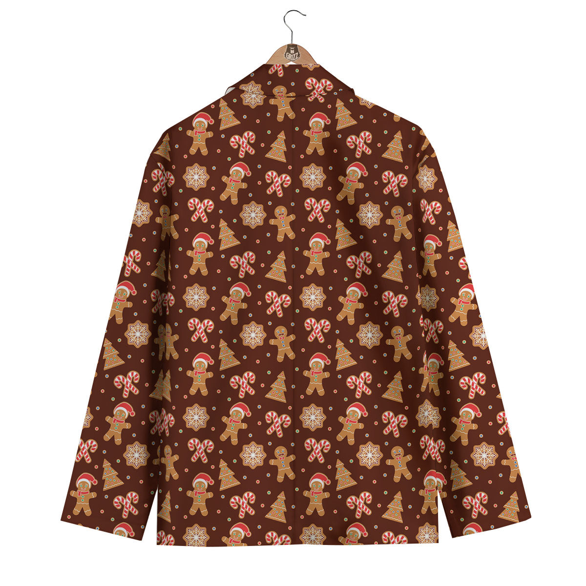 Gingerbread Man Print Pattern Men's Blazer-grizzshop