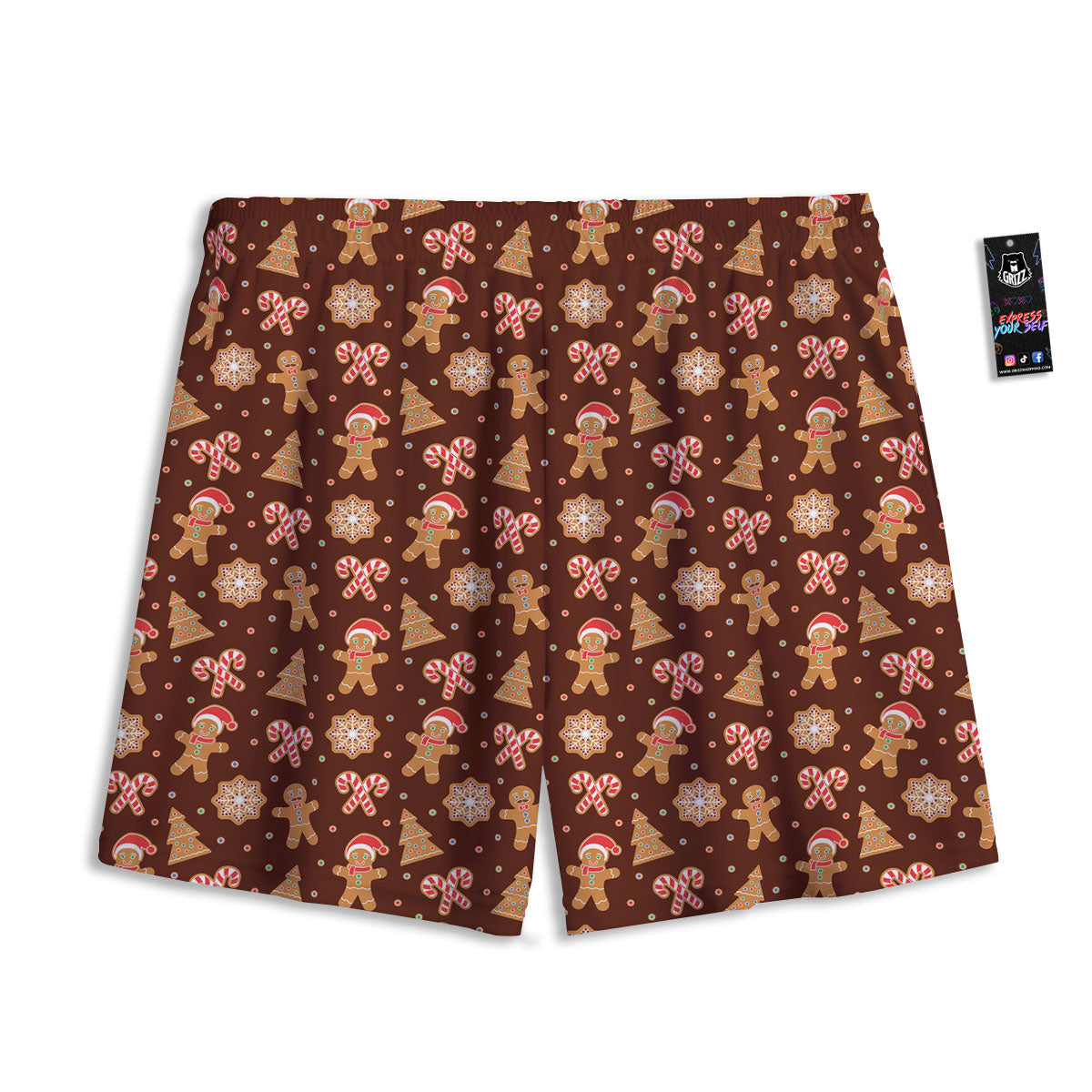 Gingerbread Man Print Pattern Mesh Shorts-grizzshop