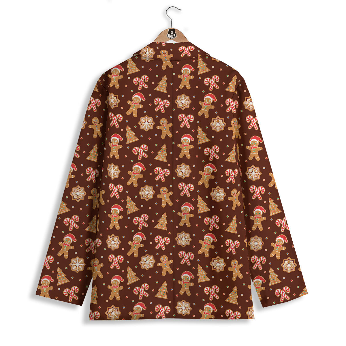 Gingerbread Man Print Pattern Women's Blazer-grizzshop