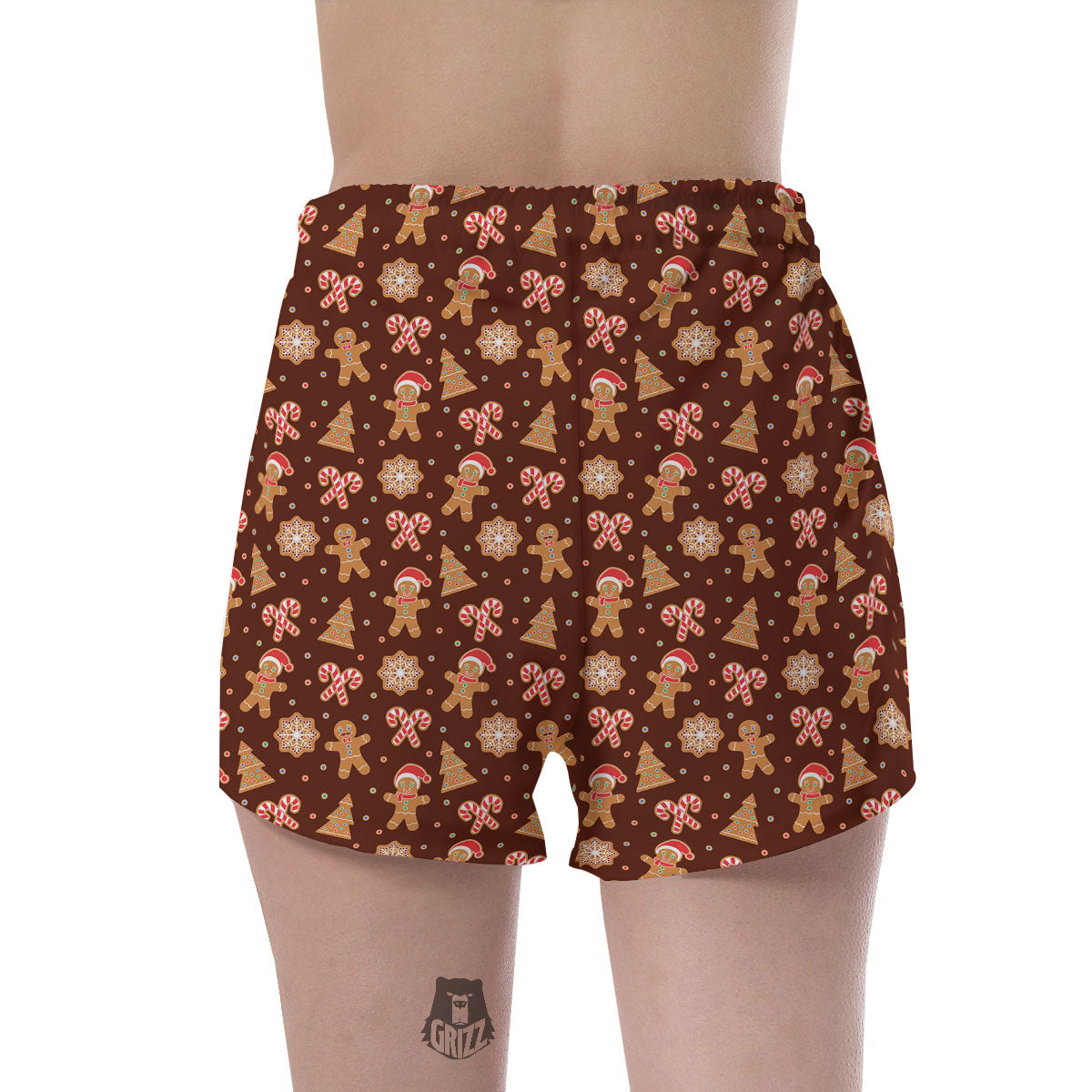 Gingerbread Man Print Pattern Women's Shorts-grizzshop