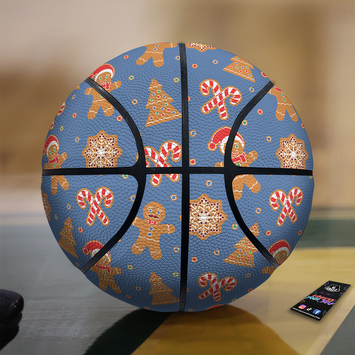 Gingerbread Man Xmas Print Pattern Basketball
