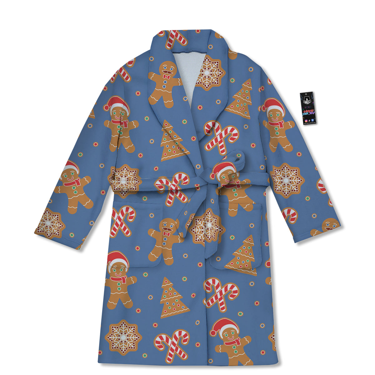 Gingerbread Man Xmas Print Pattern Bathrobe-grizzshop