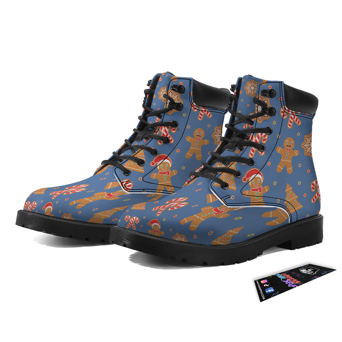 Gingerbread Man Xmas Print Pattern Boots-grizzshop