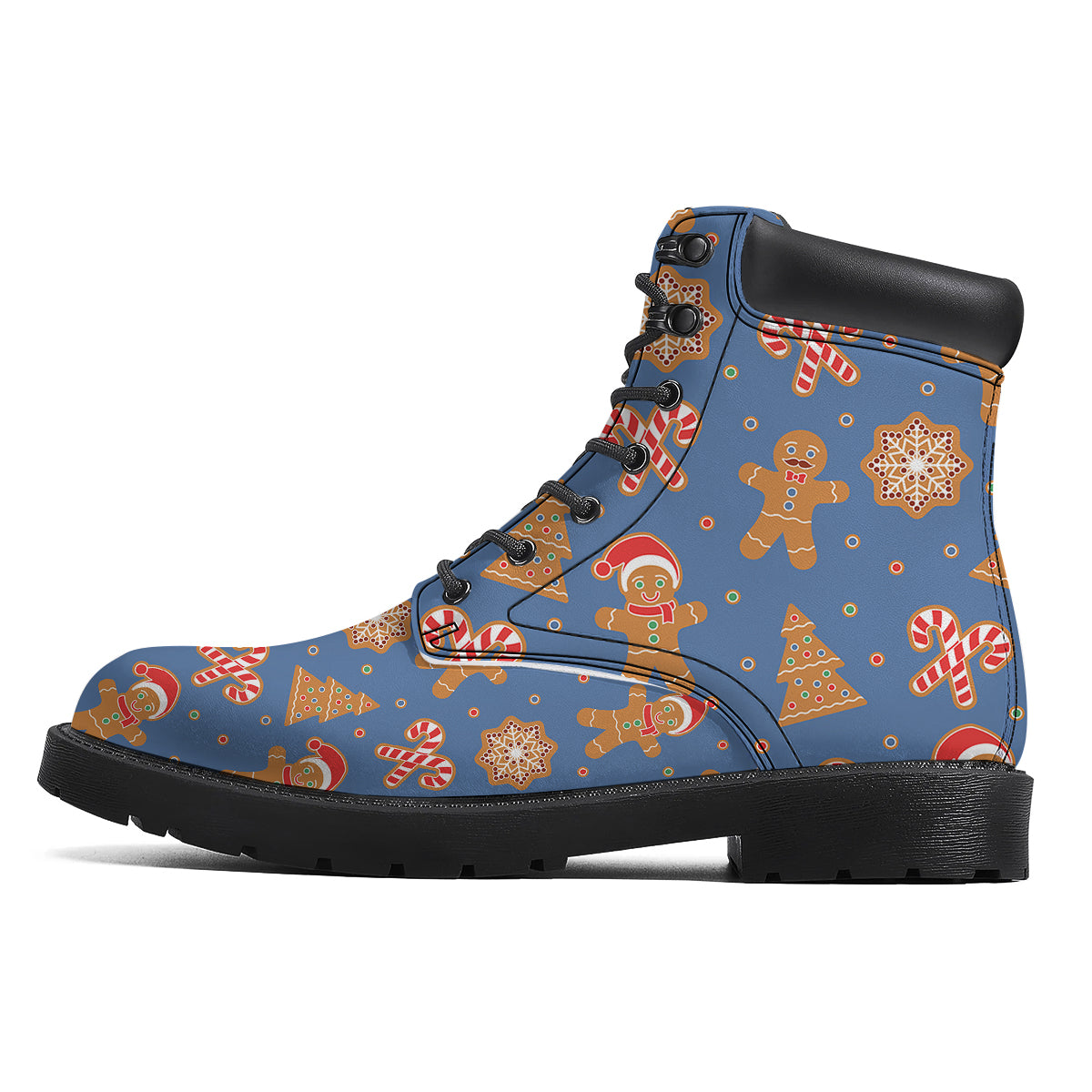 Gingerbread Man Xmas Print Pattern Boots-grizzshop