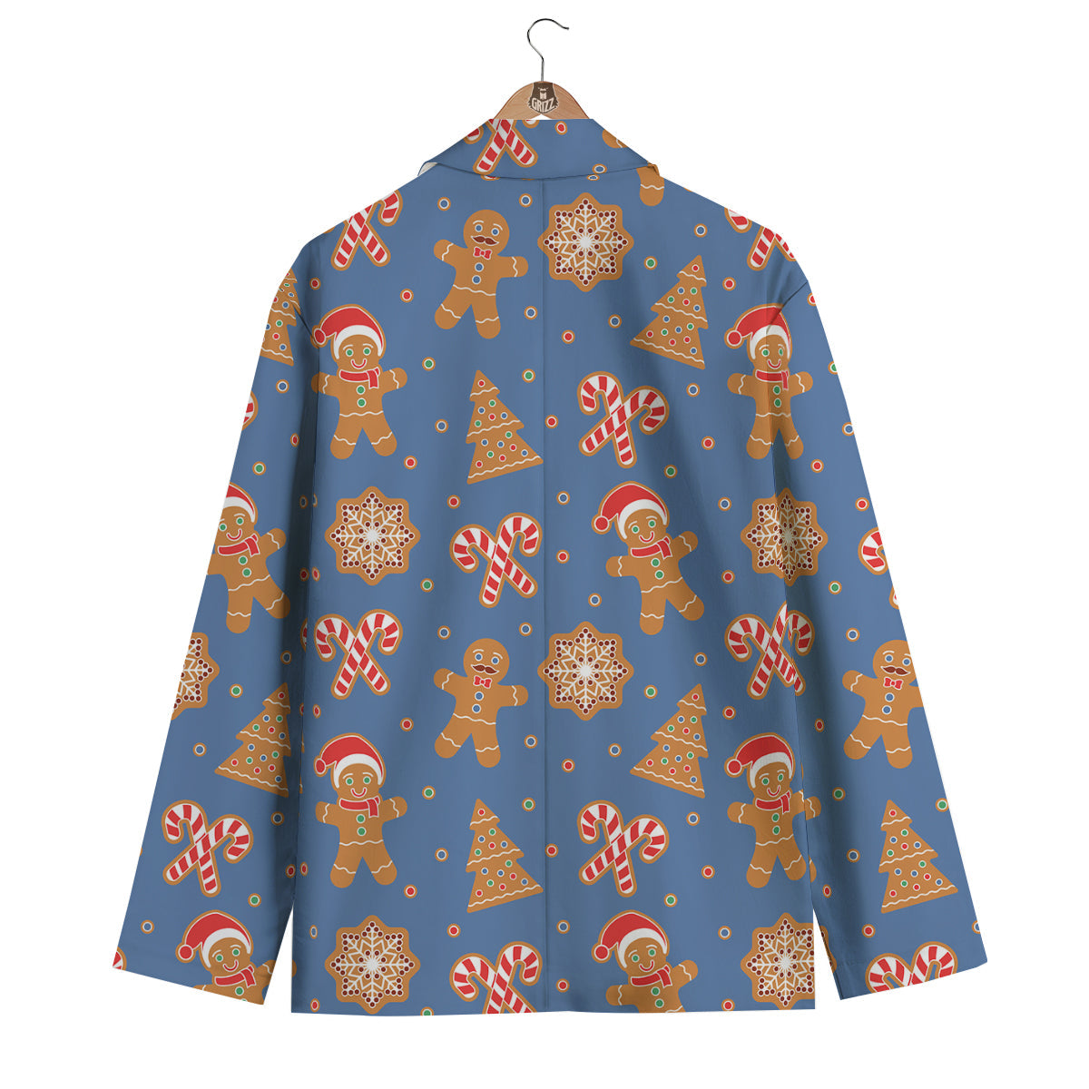 Gingerbread Man Xmas Print Pattern Men's Blazer-grizzshop