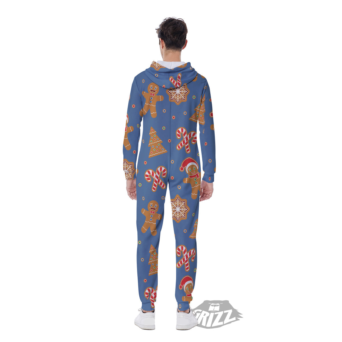 Gingerbread Man Xmas Print Pattern Men's Jumpsuit-grizzshop