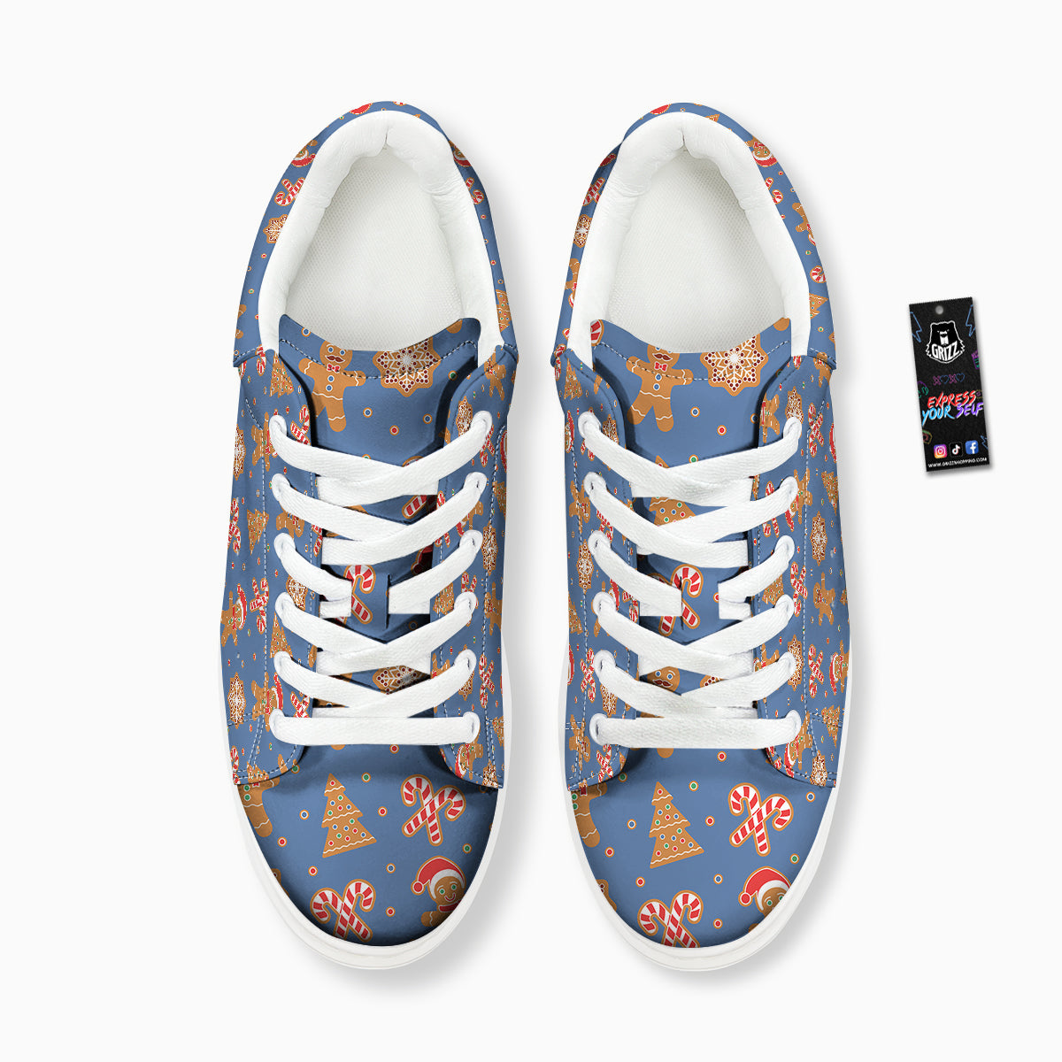 Gingerbread Man Xmas Print Pattern Platform Shoes-grizzshop