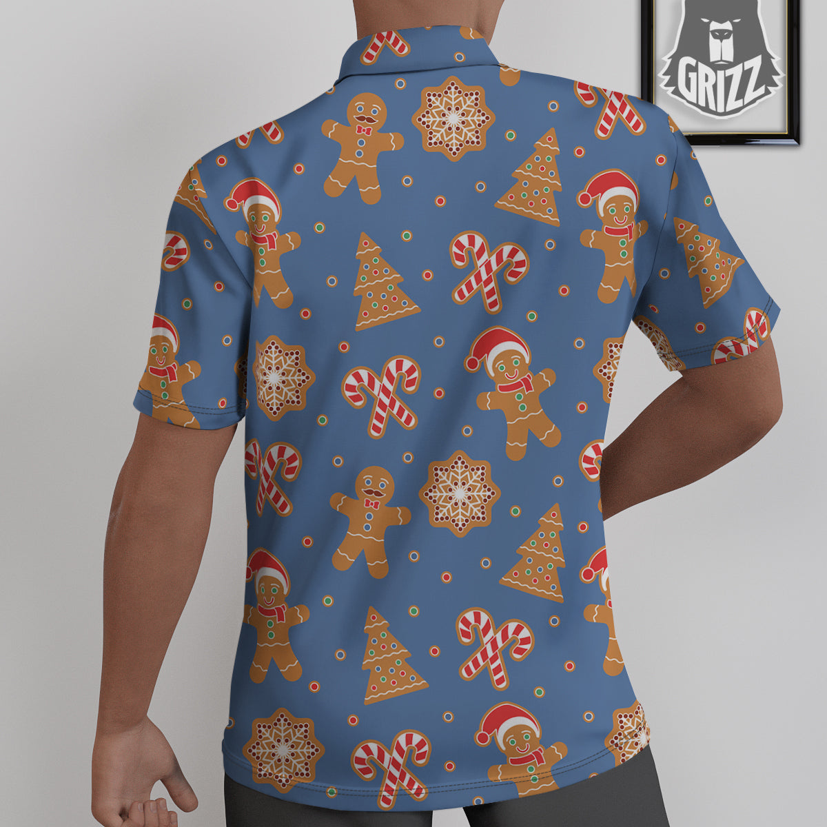 Gingerbread Man Xmas Print Pattern Untucked Shirts-grizzshop