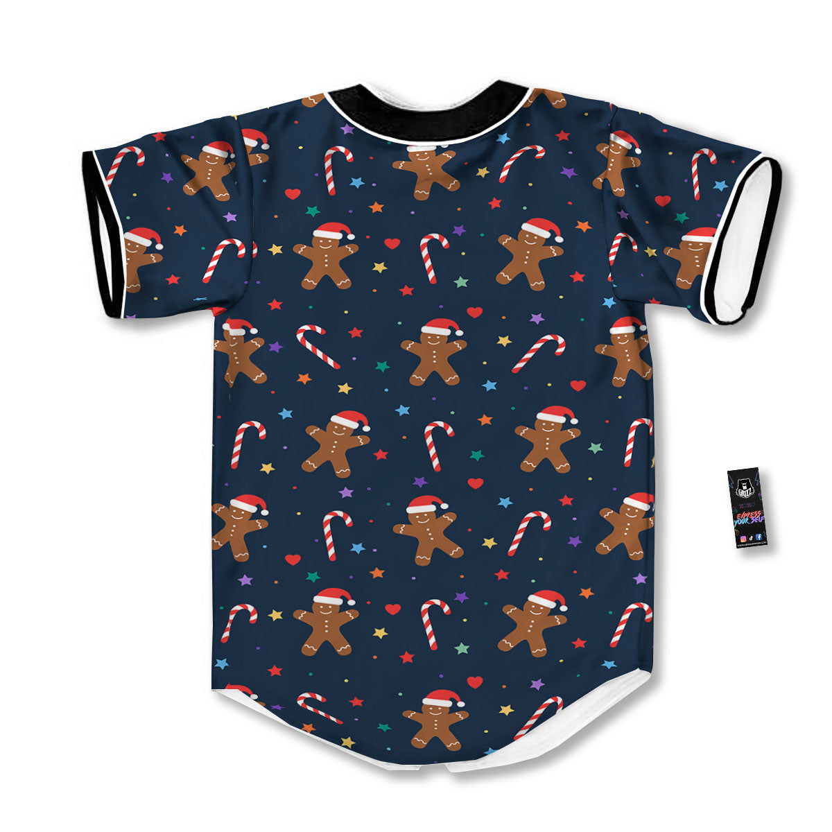 Gingerbread Xmas Print Pattern Baseball Jersey-grizzshop