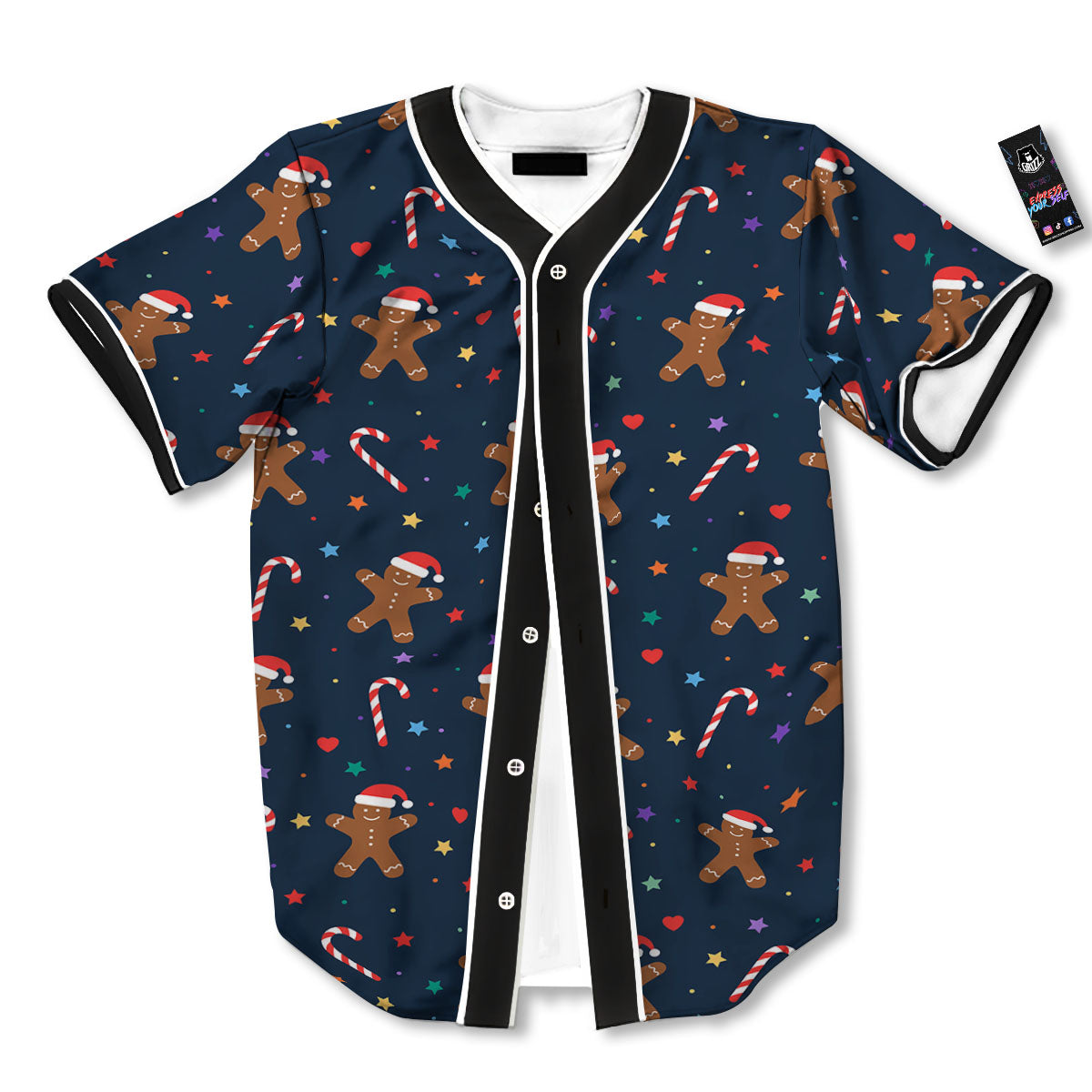 Gingerbread Xmas Print Pattern Baseball Jersey-grizzshop