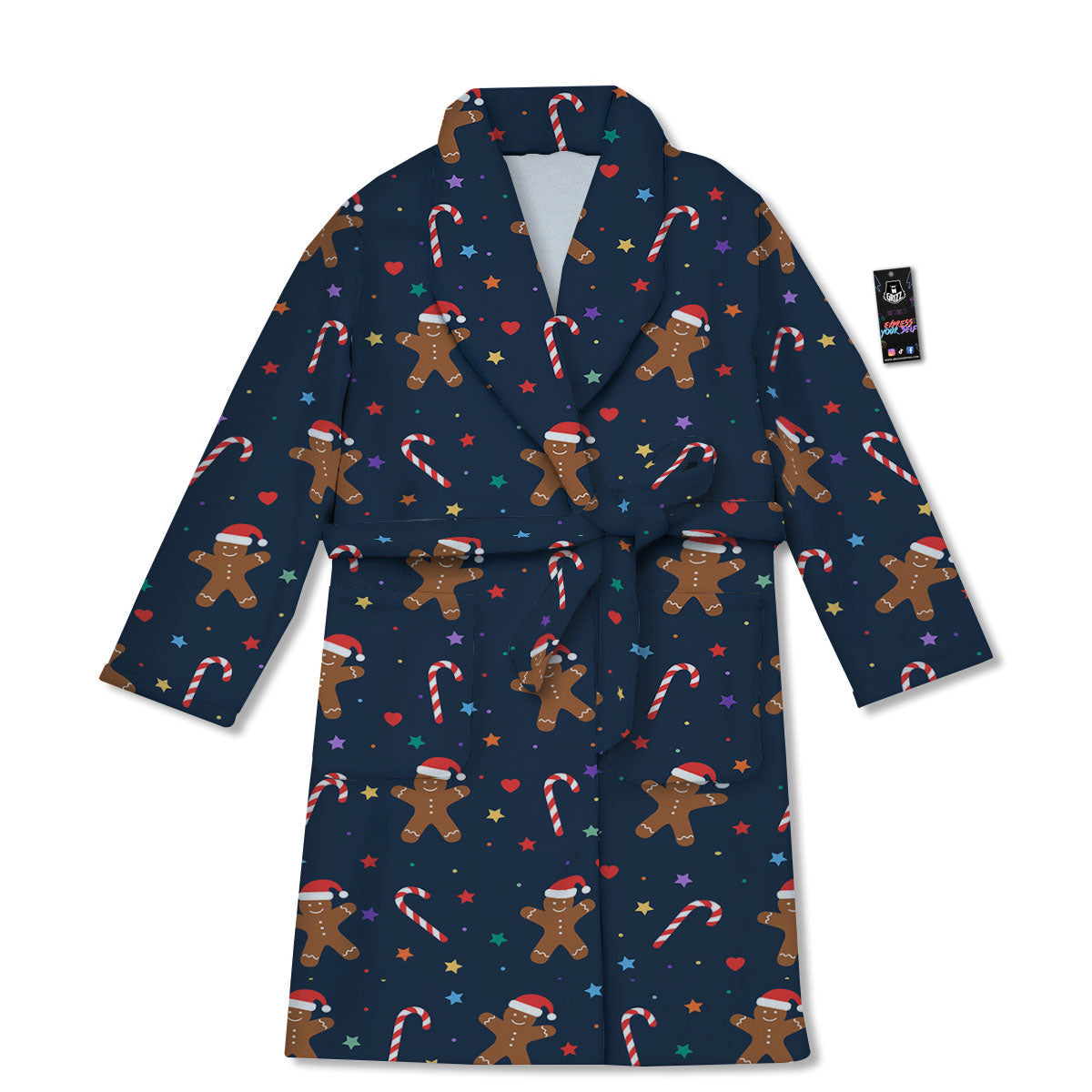 Gingerbread Xmas Print Pattern Bathrobe-grizzshop