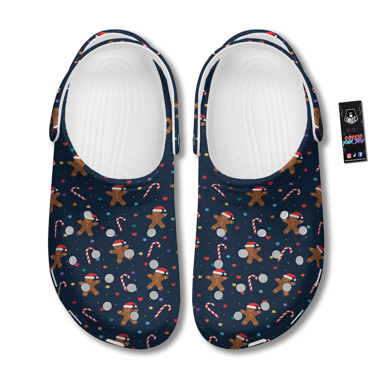 Gingerbread Xmas Print Pattern Clog-grizzshop