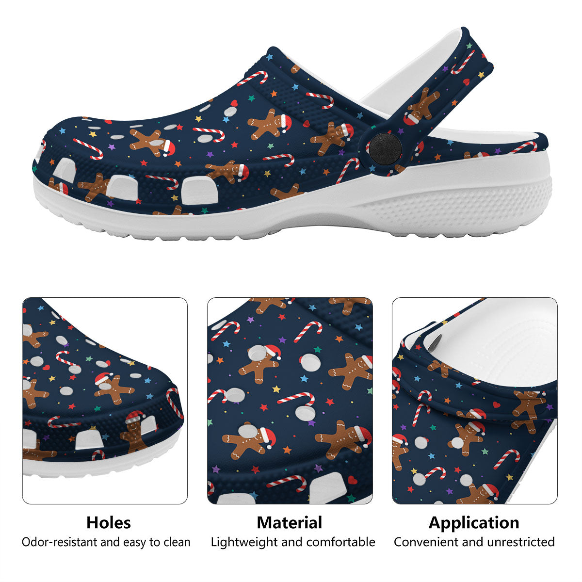 Gingerbread Xmas Print Pattern Clog-grizzshop