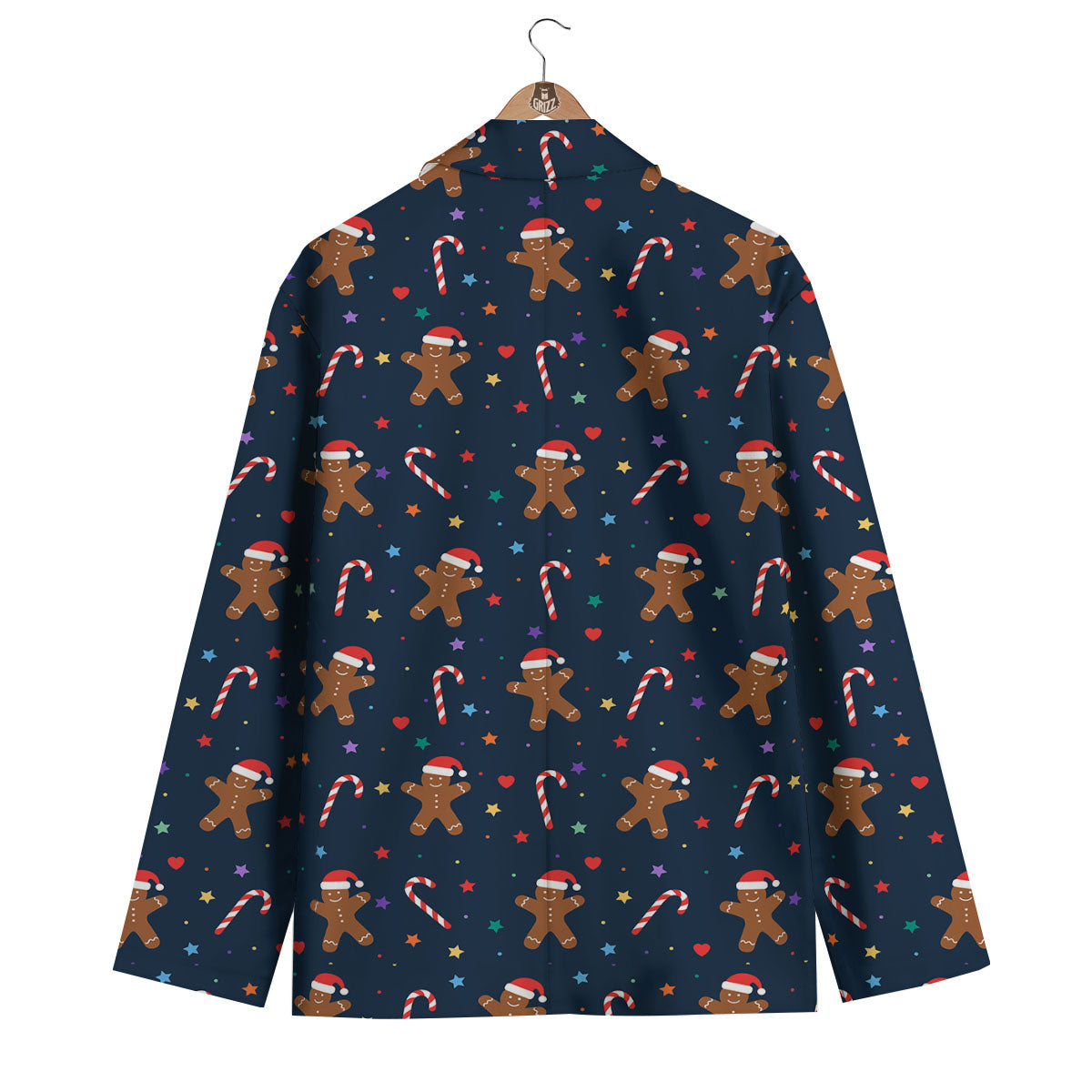 Gingerbread Xmas Print Pattern Men's Blazer-grizzshop
