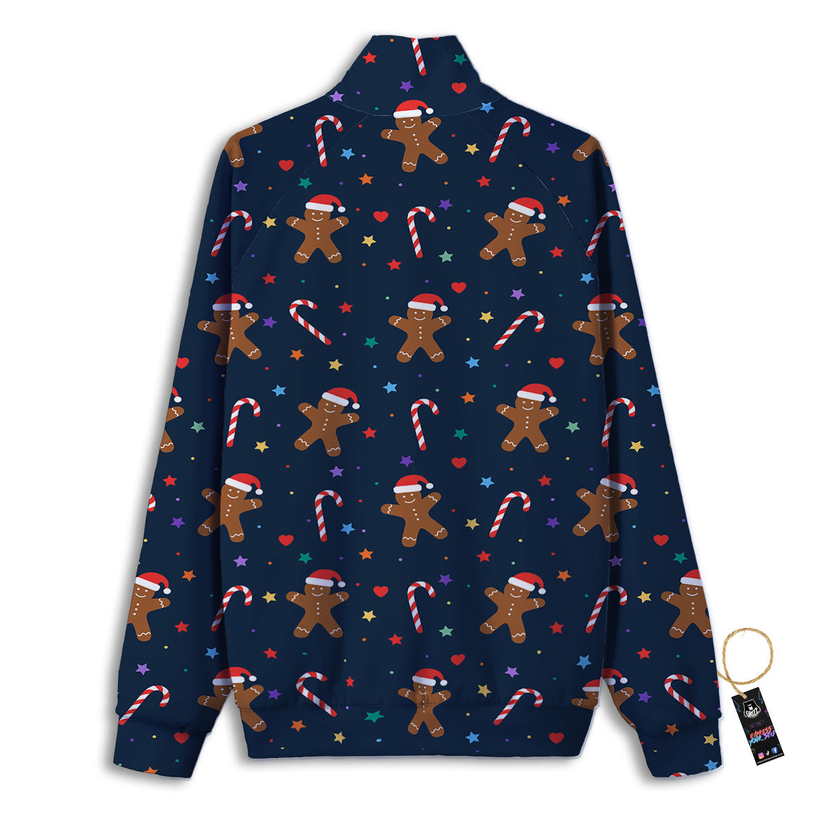 Gingerbread Xmas Print Pattern Track Jacket-grizzshop