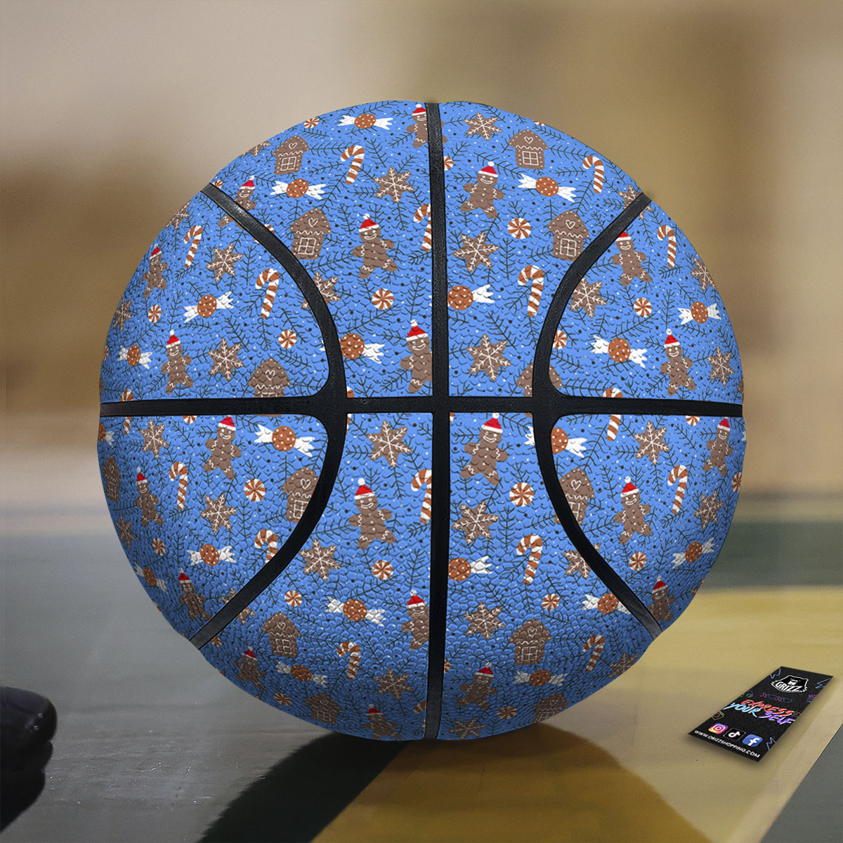 Gingerbread Man Christmas Print Pattern Basketball