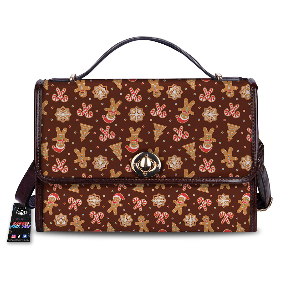 Gingerbread Man Print Pattern Women's Satchel Bag