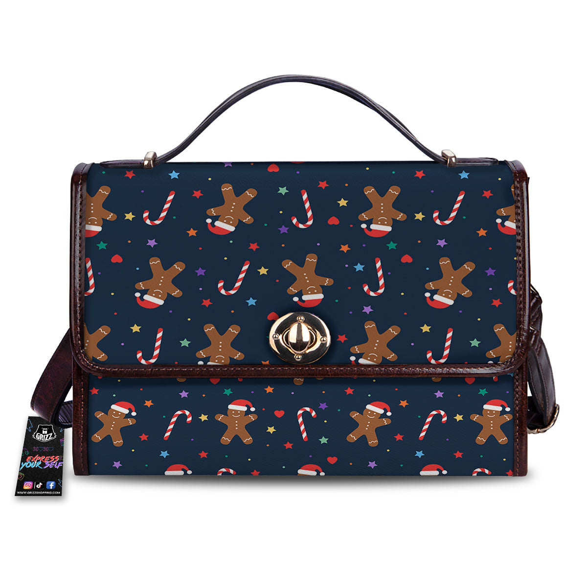 Gingerbread Xmas Print Pattern Women's Satchel Bag