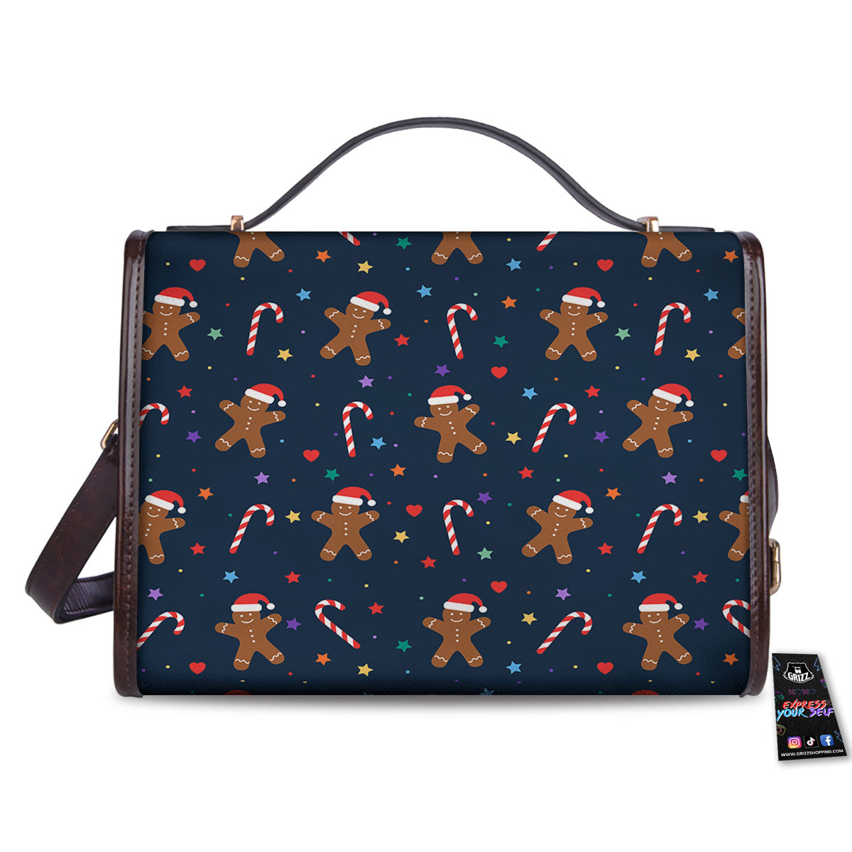 Gingerbread Xmas Print Pattern Women's Satchel Bag