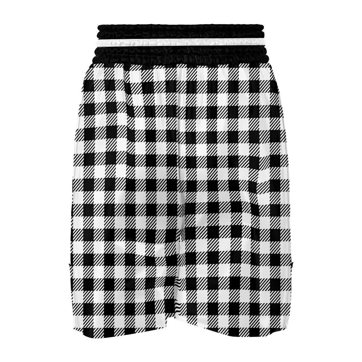Gingham Black Pattern Print Boxing Shorts-grizzshop