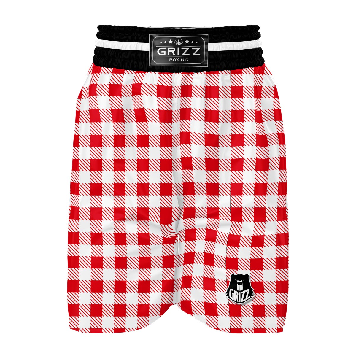 Gingham Red Pattern Print Boxing Shorts-grizzshop