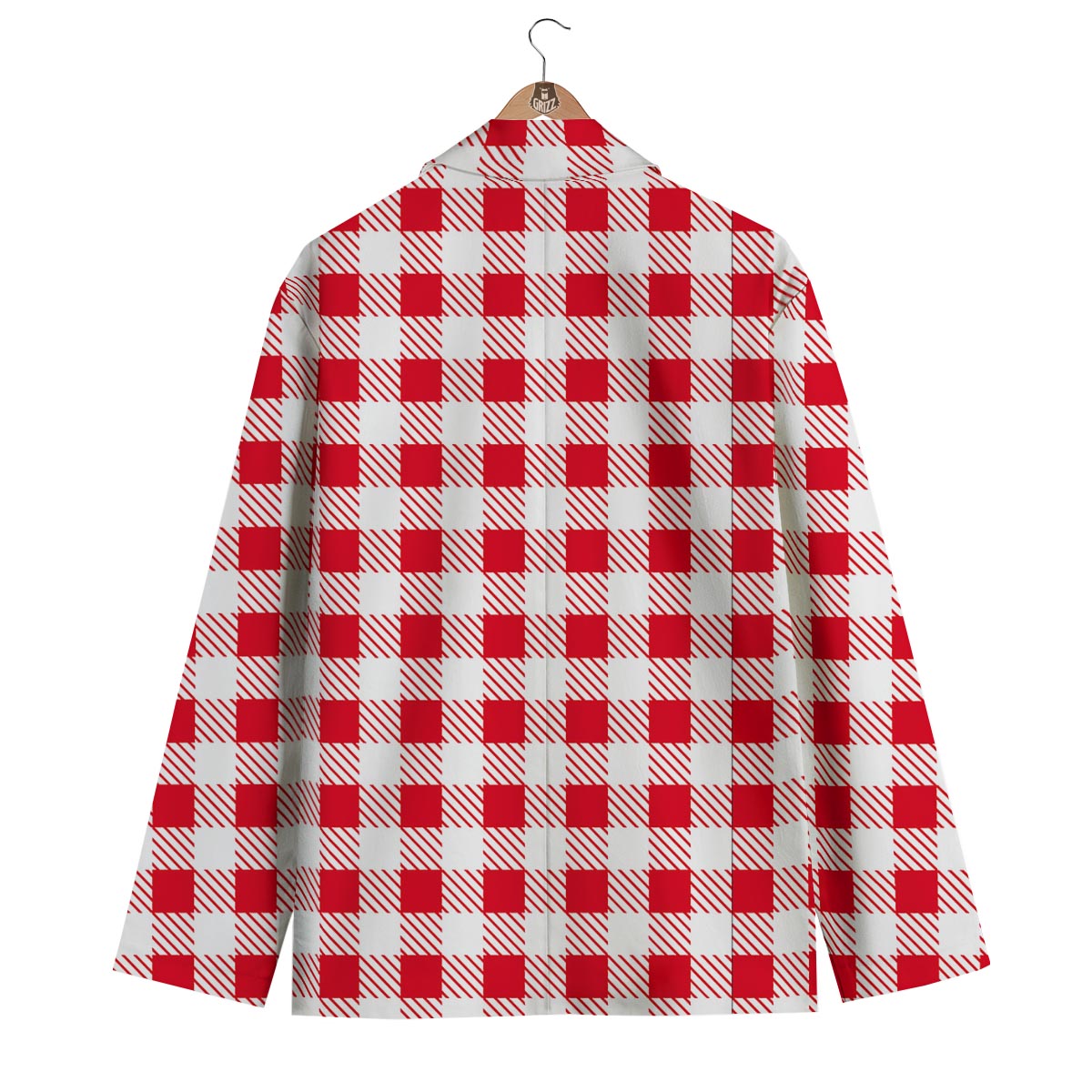 Gingham Red Pattern Print Men's Blazer-grizzshop