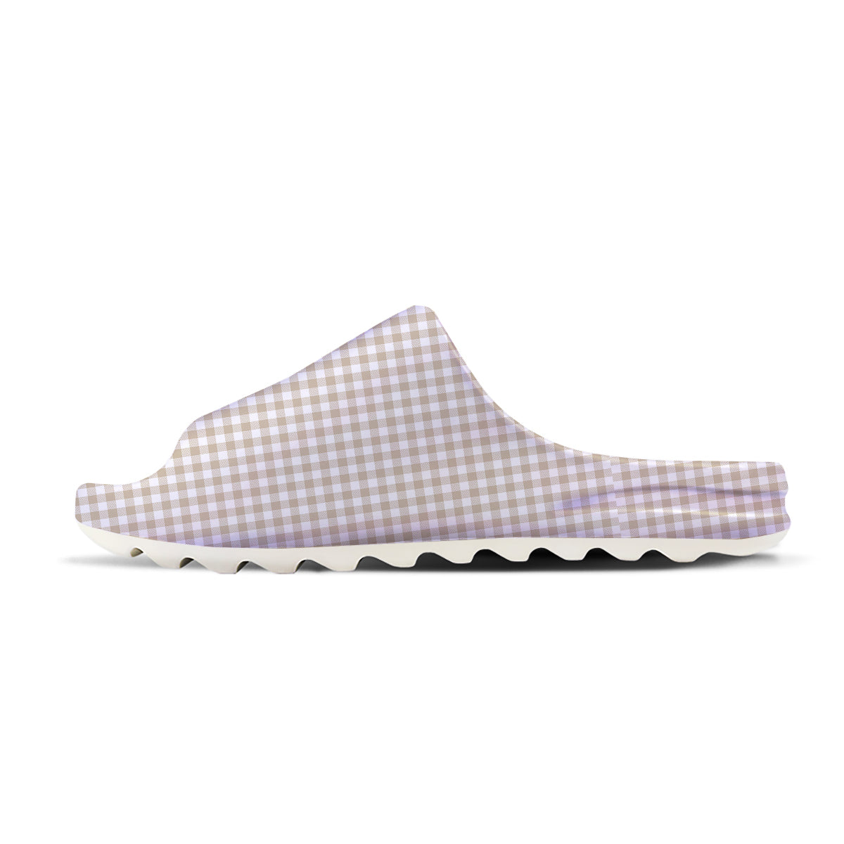 Gingham White And Beige Print Pattern Sandals-grizzshop