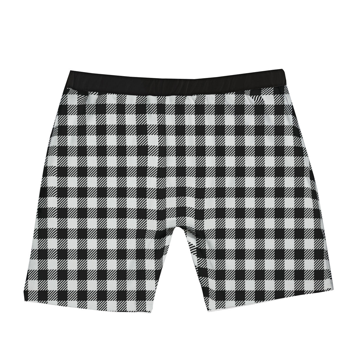 Gingham White And Black Print Pattern Boxer Briefs-grizzshop