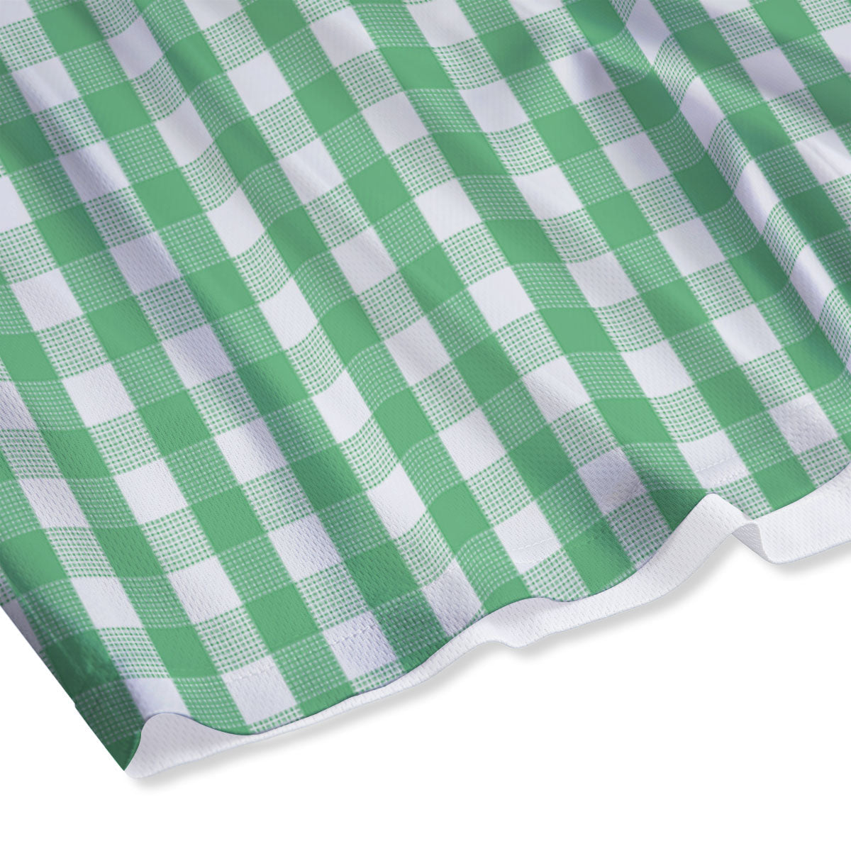 Gingham White And Green Print Pattern Mesh Shorts