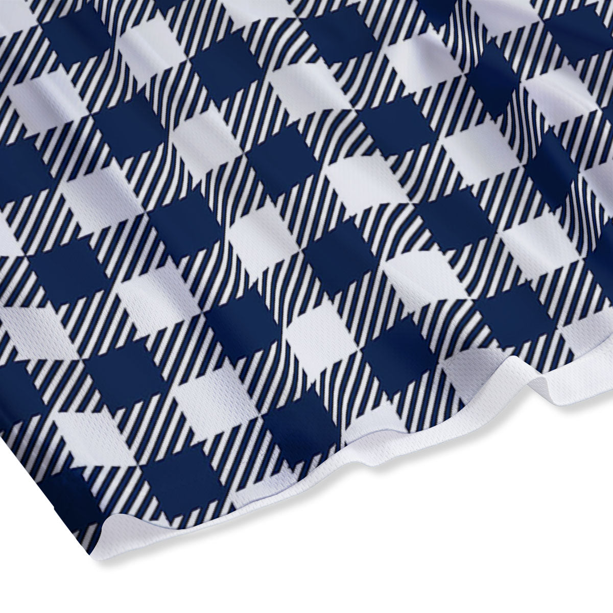 Gingham White And Navy Print Pattern Mesh Shorts