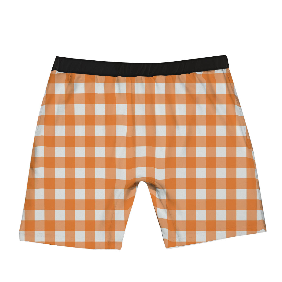 Gingham White And Orange Print Pattern Boxer Briefs-grizzshop