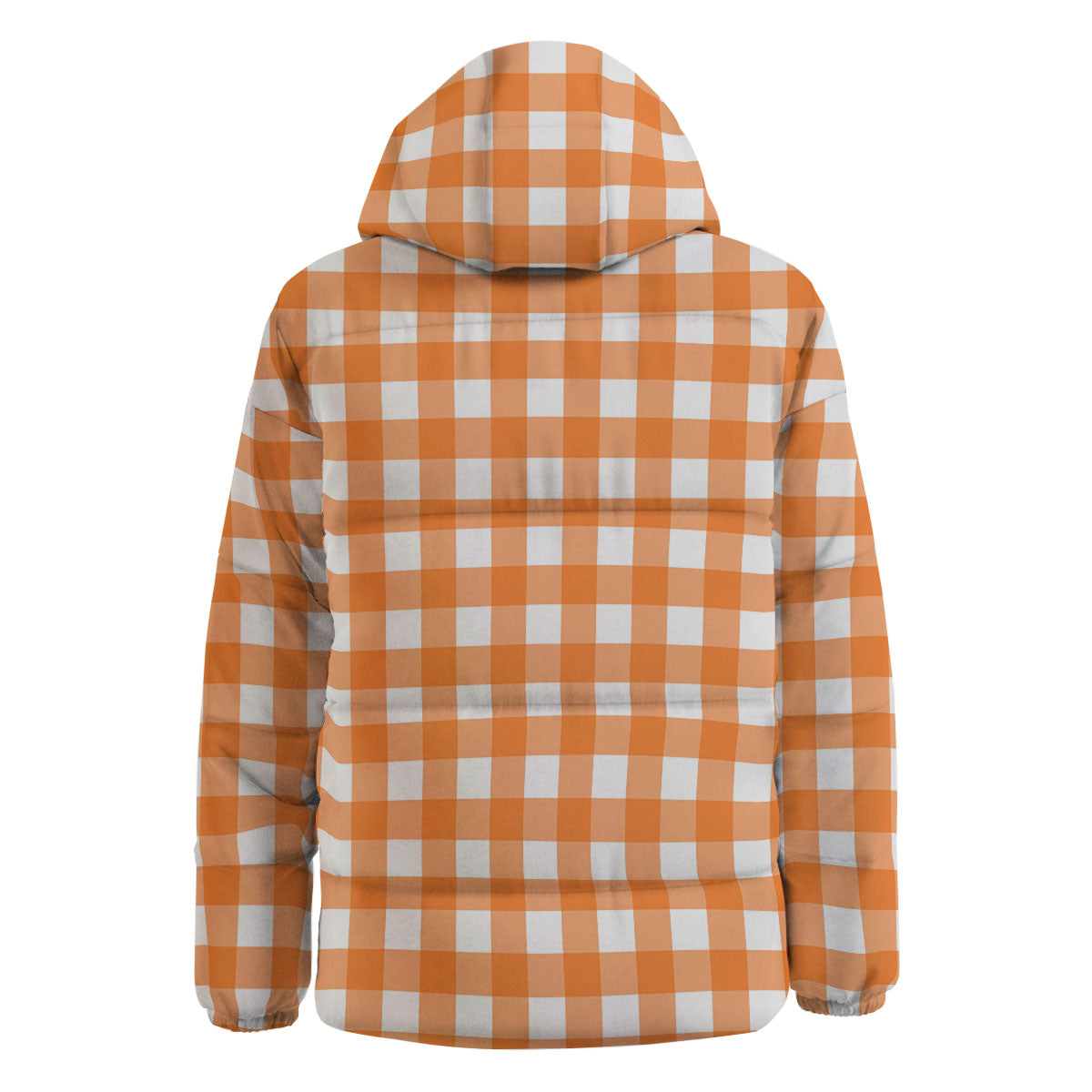 Gingham White And Orange Print Pattern Down Jacket-grizzshop