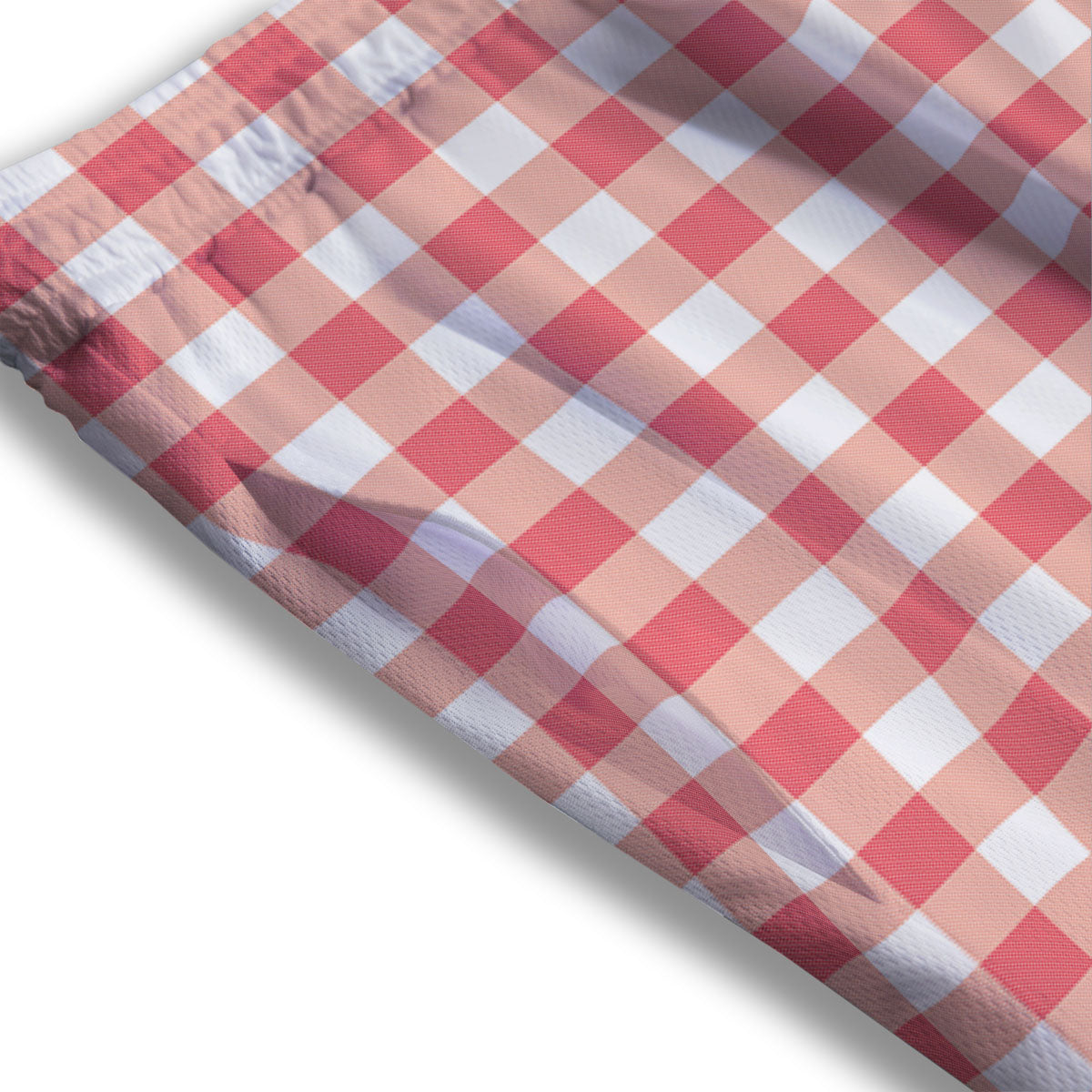 Gingham White And Pink Print Pattern Mesh Shorts