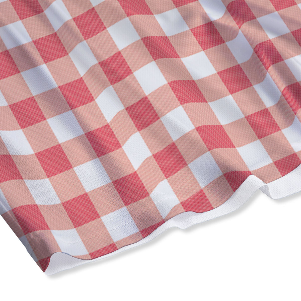 Gingham White And Pink Print Pattern Mesh Shorts