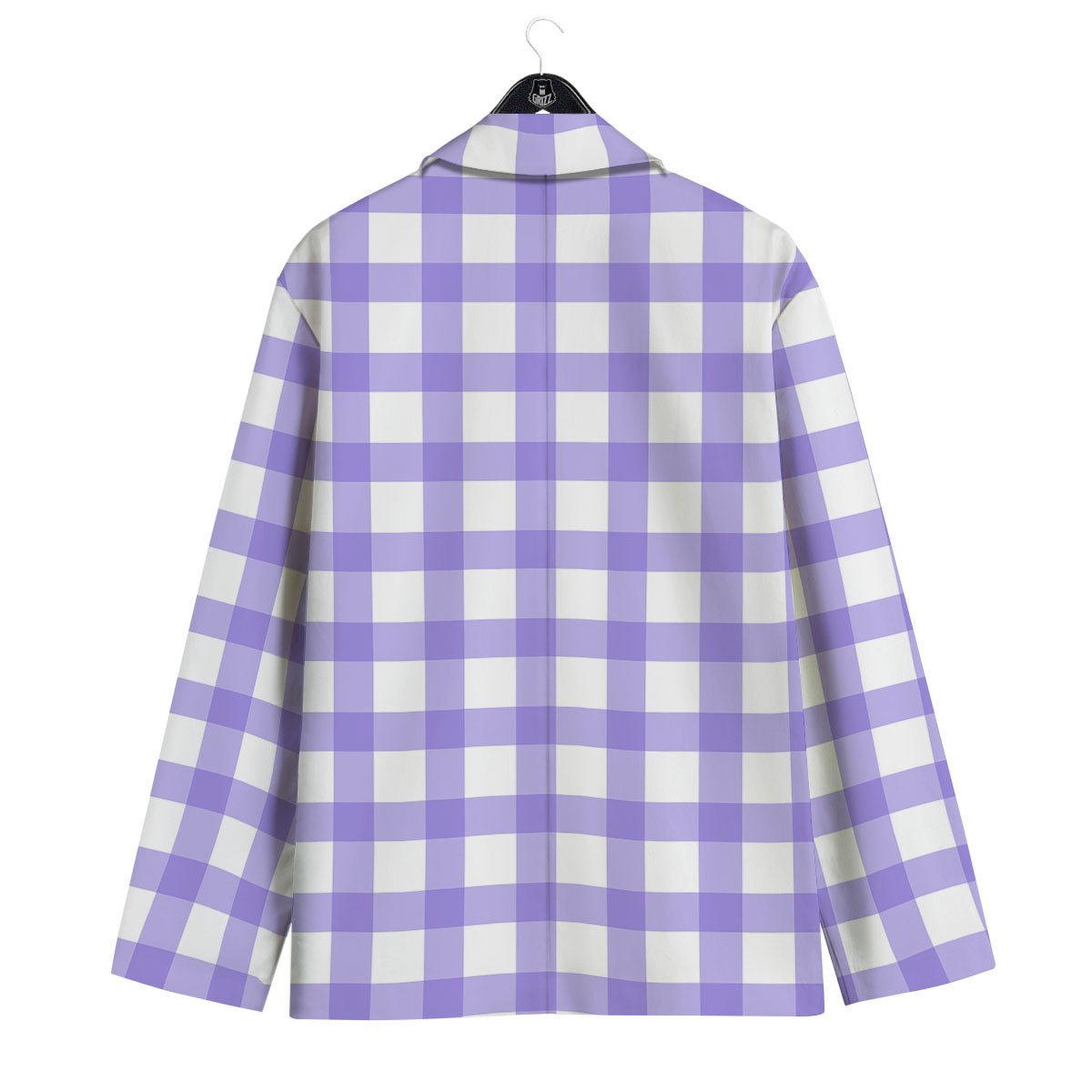 Gingham White And Purple Print Pattern Men's Sport Coat-grizzshop
