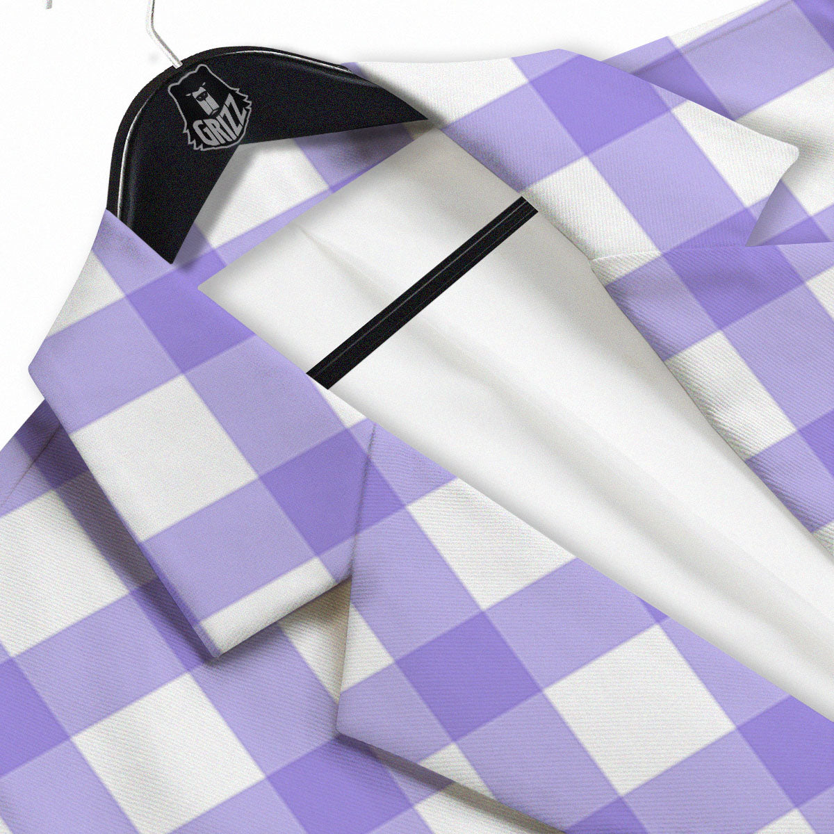 Gingham White And Purple Print Pattern Men's Sport Coat-grizzshop