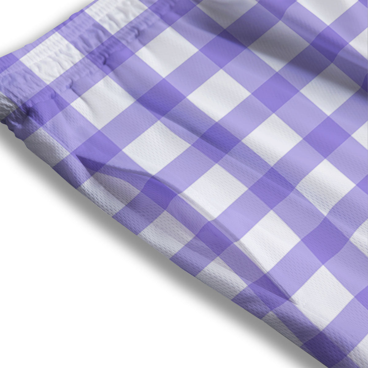 Gingham White And Purple Print Pattern Mesh Shorts