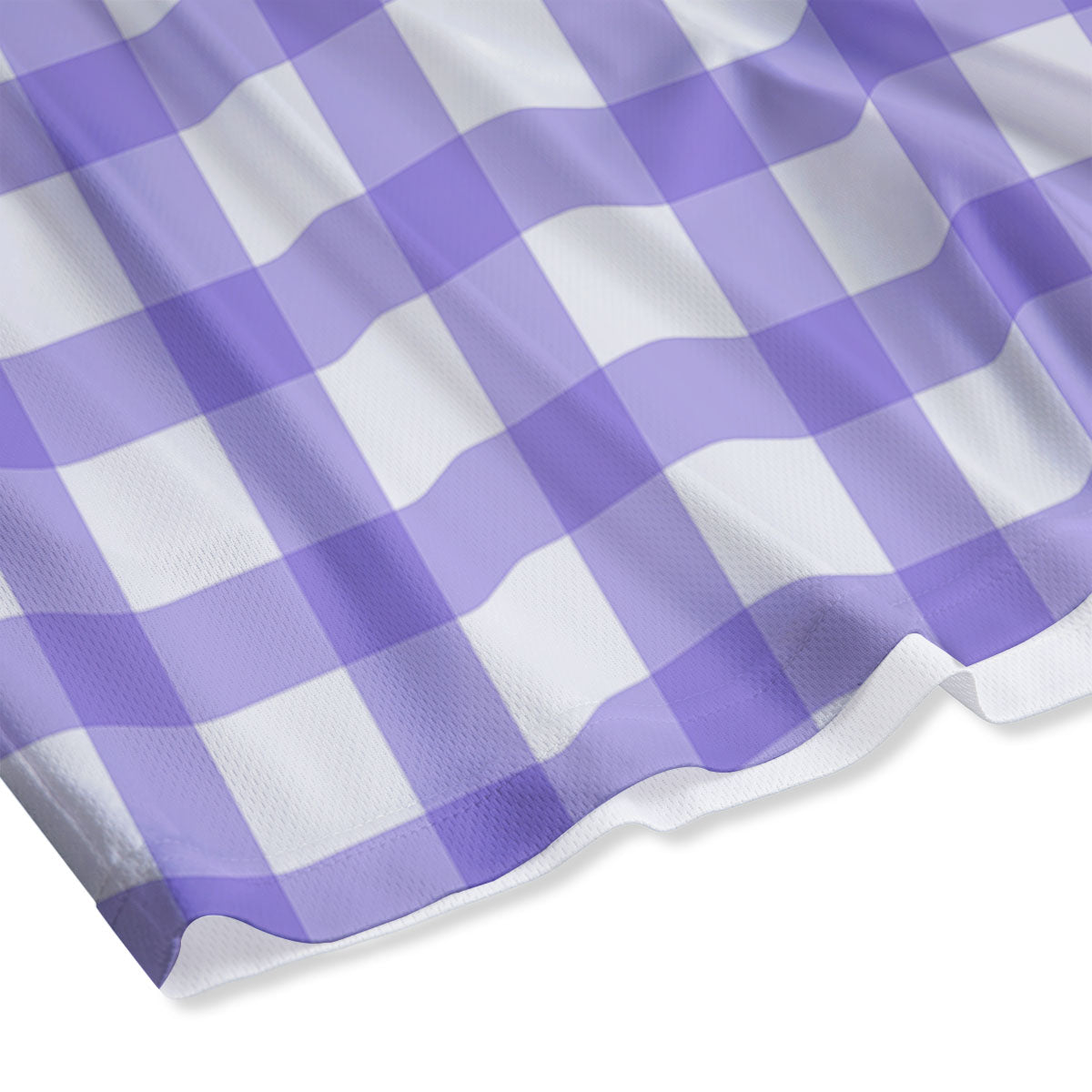 Gingham White And Purple Print Pattern Mesh Shorts