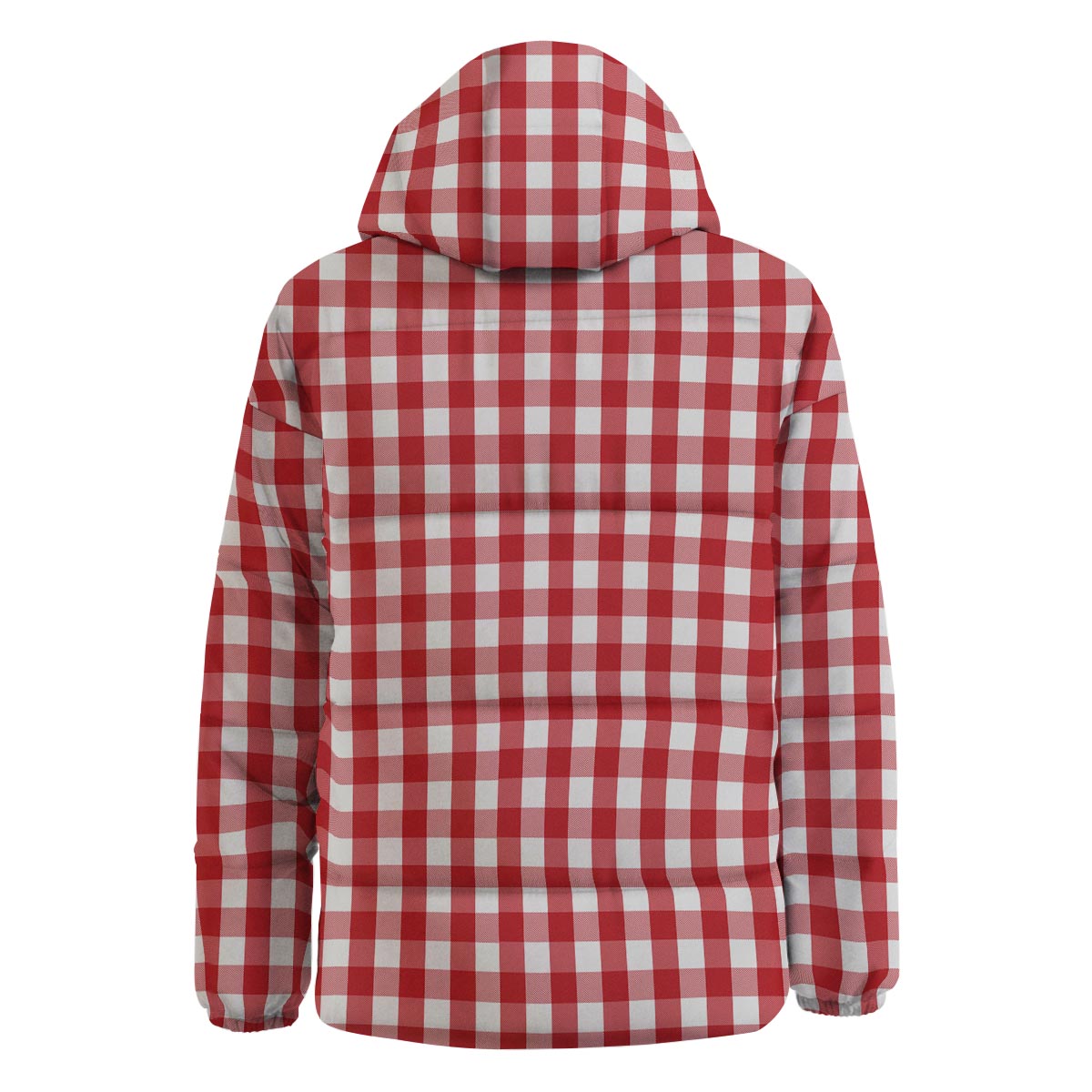 Gingham White And Red Print Pattern Down Jacket-grizzshop