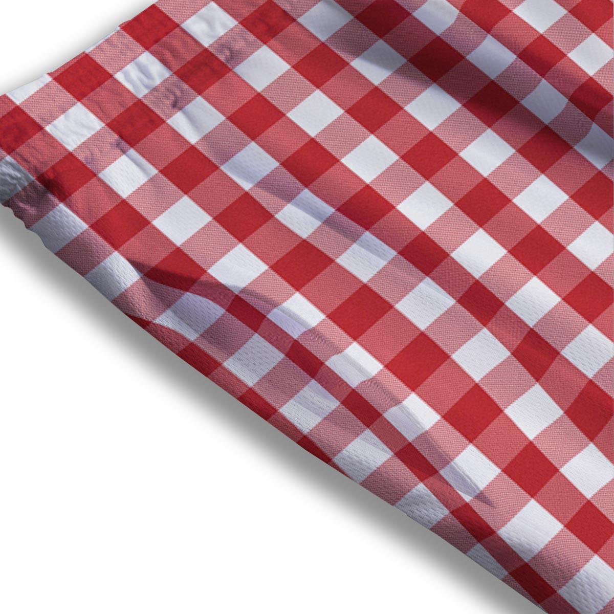 Gingham White And Red Print Pattern Mesh Shorts