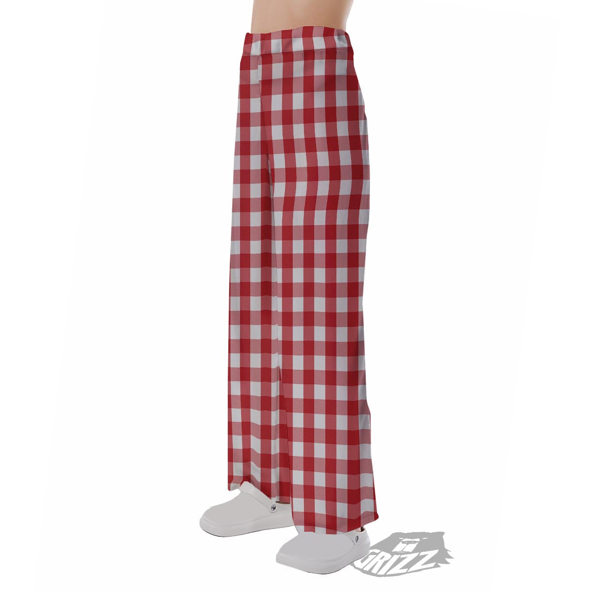 Gingham White And Red Print Pattern Pajama Pants-grizzshop