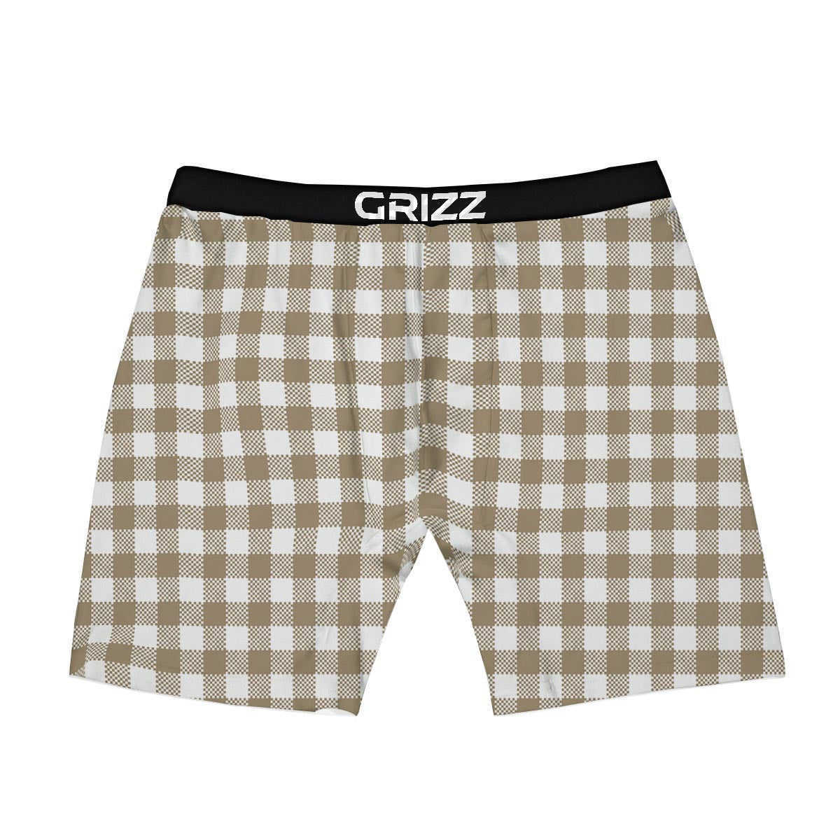 Gingham White And Tan Print Pattern Boxer Briefs-grizzshop