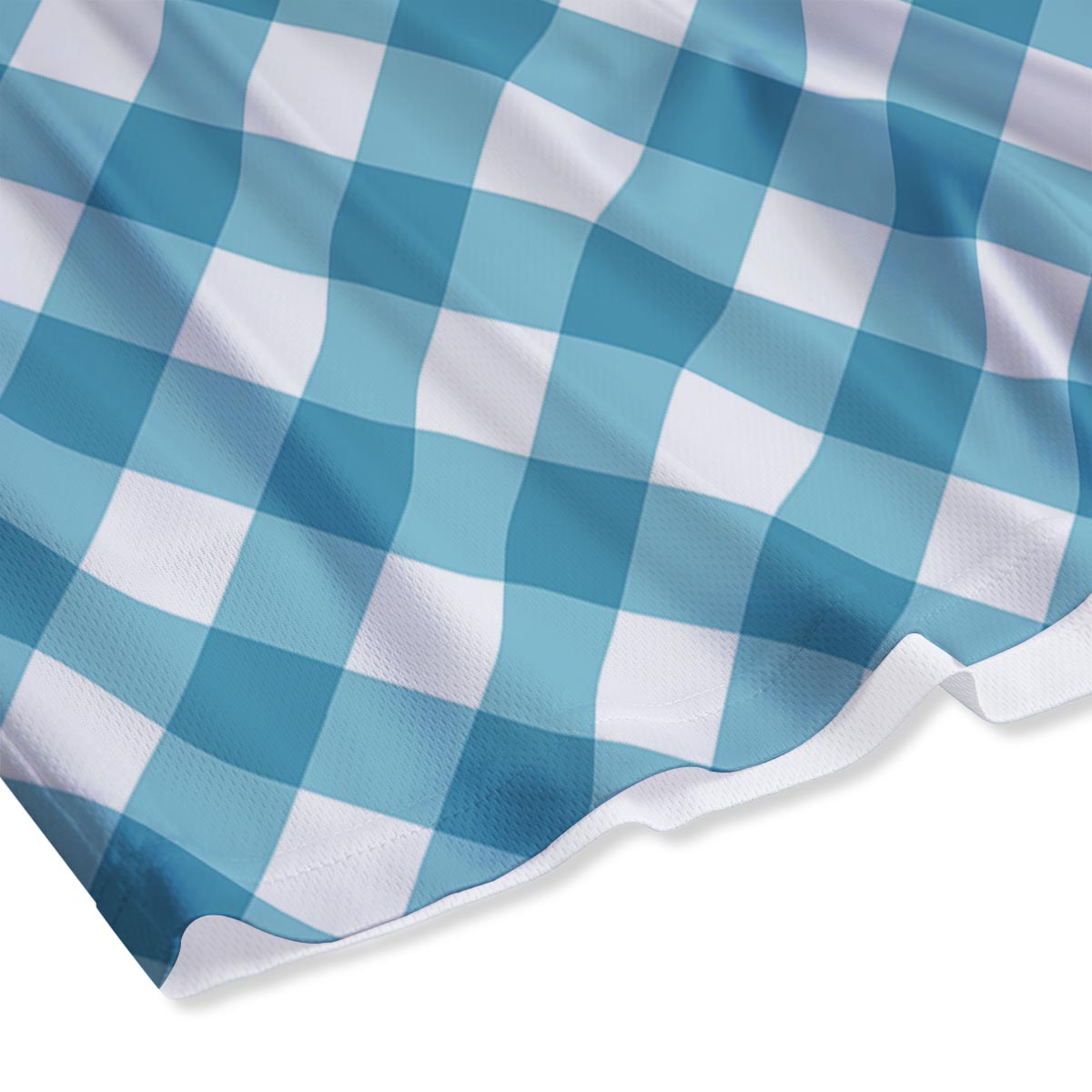 Gingham White And Teal Print Pattern Mesh Shorts