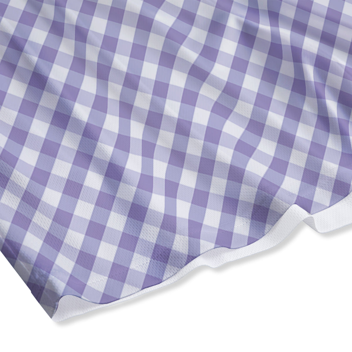 Gingham White And Violet Print Pattern Mesh Shorts