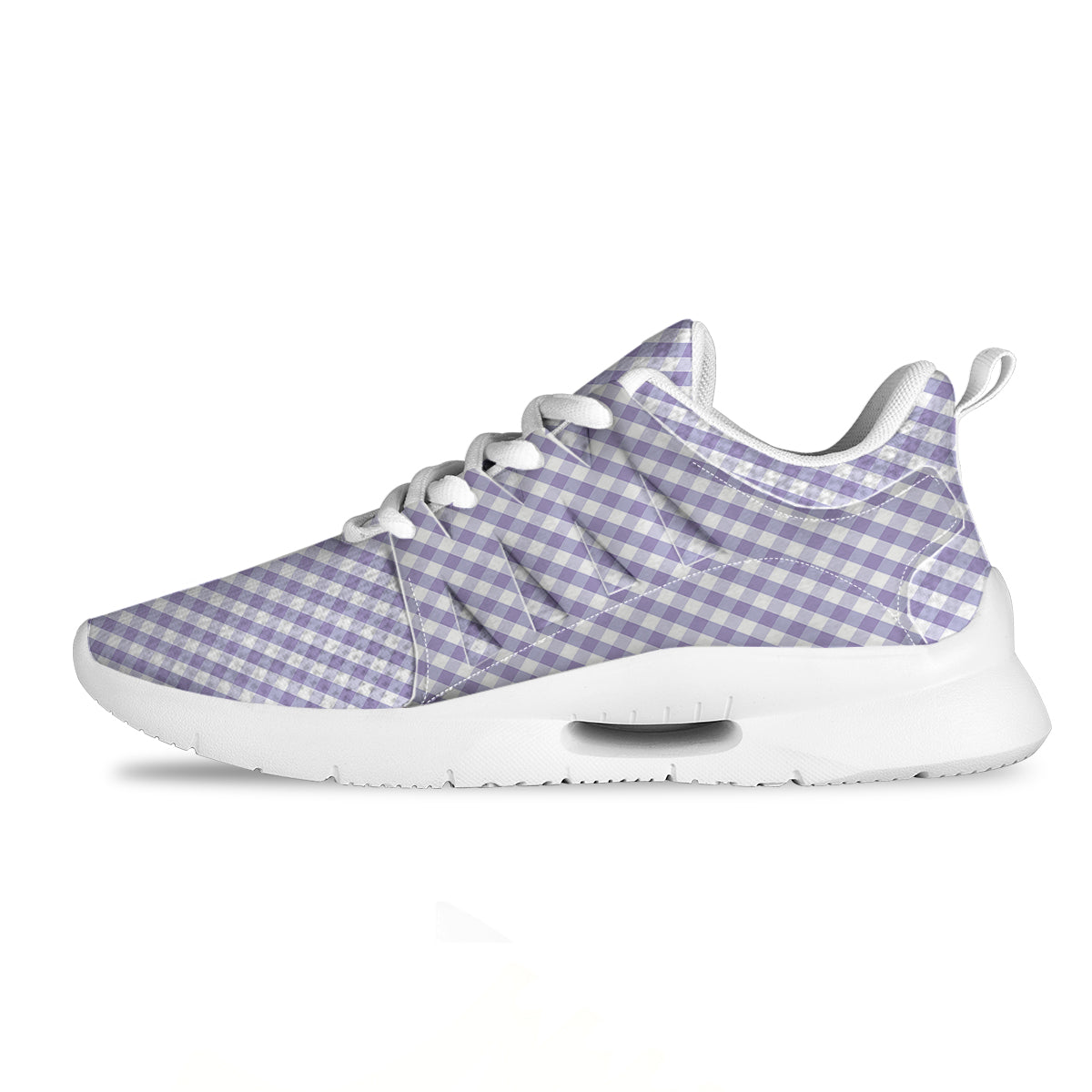 Gingham White And Violet Print Pattern Tennis Shoes-grizzshop