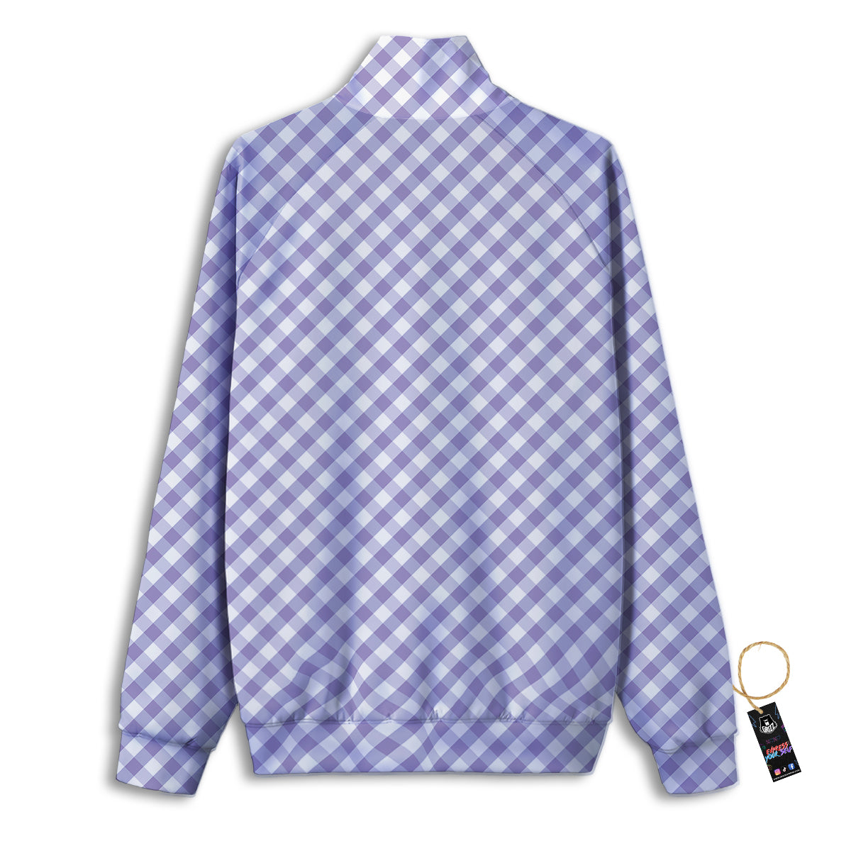Gingham White And Violet Print Pattern Track Jacket-grizzshop