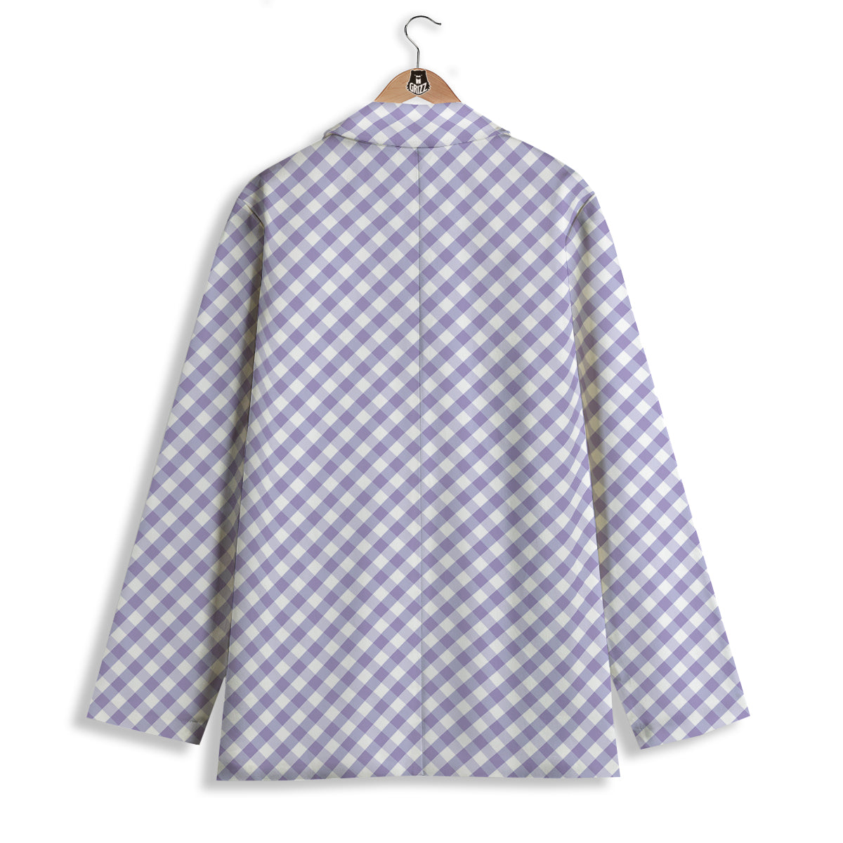Gingham White And Violet Print Pattern Women's Blazer-grizzshop