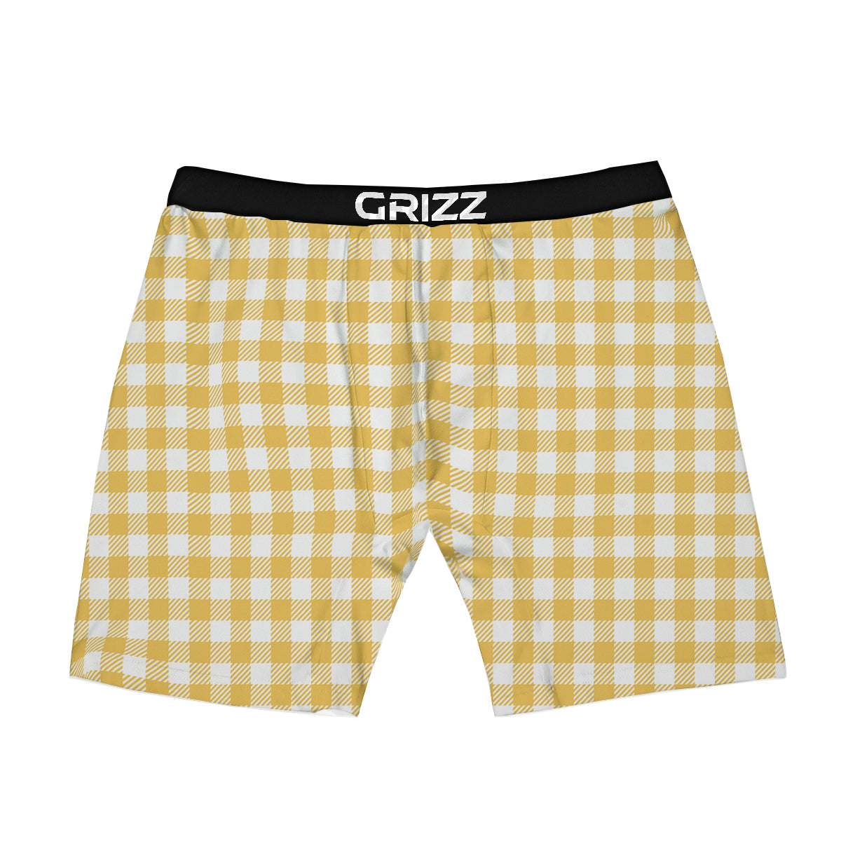 Gingham Yellow And White Print Pattern Boxer Briefs-grizzshop